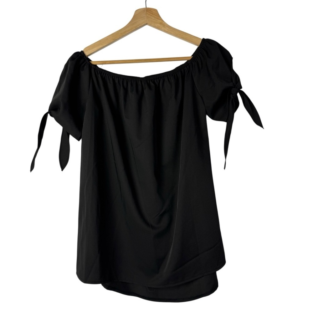Boutique Relipop Black Off Shoulder Tie Short Sleeve Mini Dress M